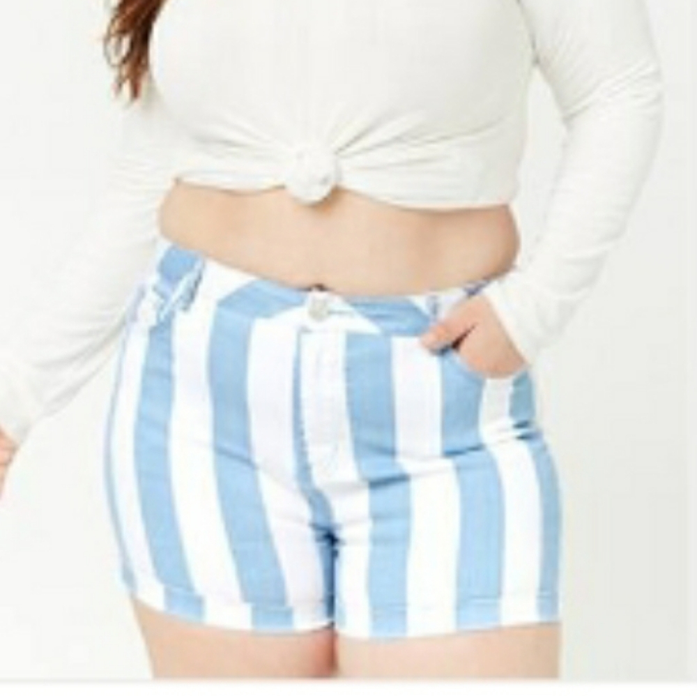 Stripped Denim Shorts